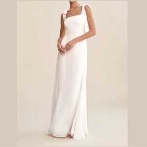 Reformation Westerly Ivory Tie-Shoulder Gown